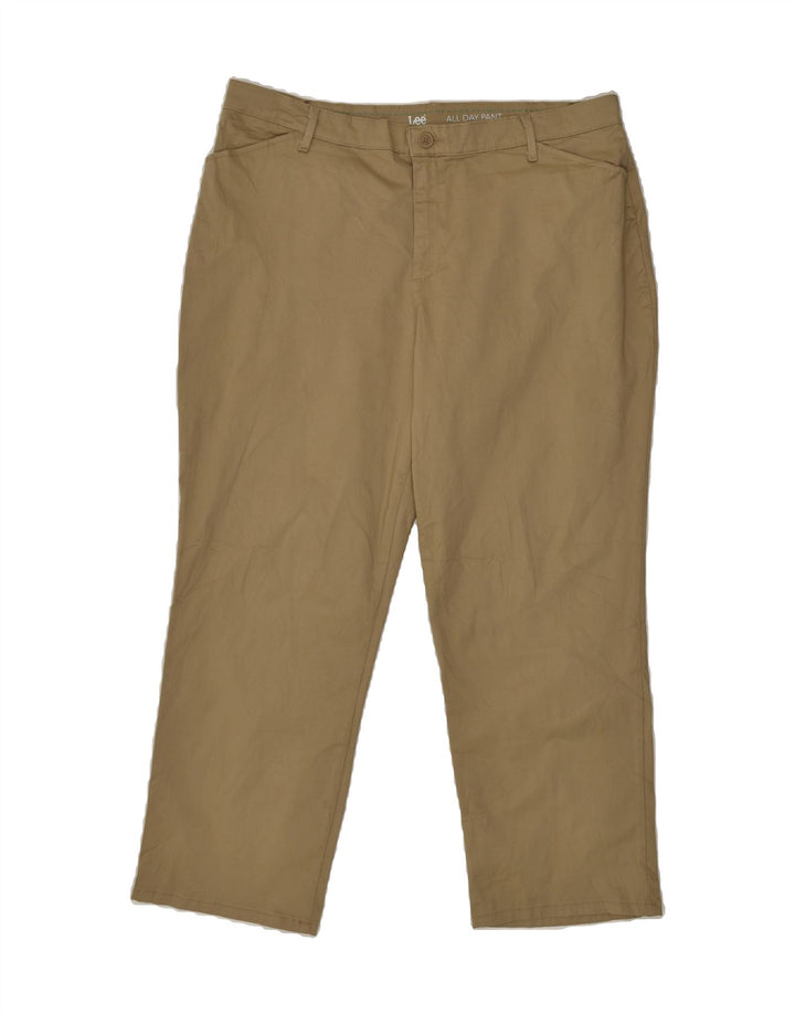 LEE Womens Straight Chino Trousers US 18 2XL W36 L27  Brown Cotton | Vintage Lee | Thrift | Second-Hand Lee | Used Clothing | Messina Hembry 