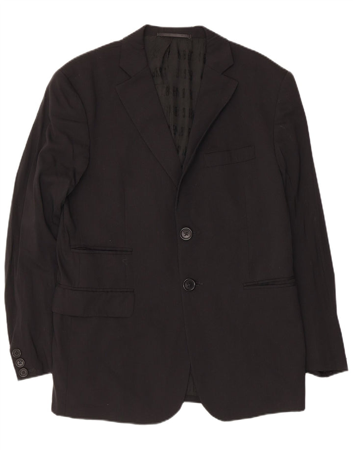 BIKKEMBERGS Mens 2 Button Blazer Jacket IT 50 Large Black Viscose