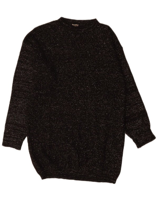 Vintage Womens Long Sleeve Jumper Dress EU 36/38 Small Black Flecked