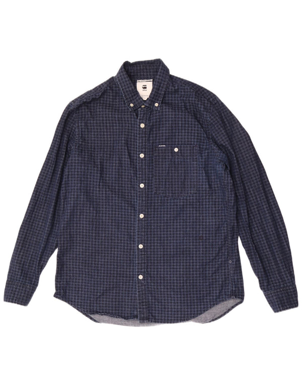 Camicia G-Star da uomo slim fit XL in cotone a quadretti blu navy