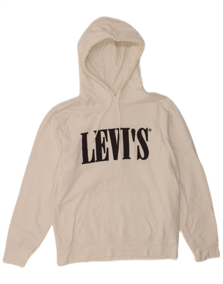 Levi's Mens Graphic Hoodie Jumper Medium White Cotton