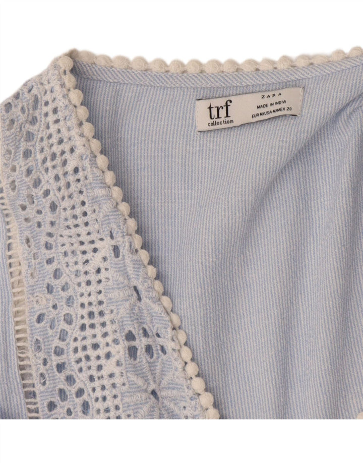 Zara Womens Trafaluc Shift Dress UK 12 Medium Blue Pinstripe