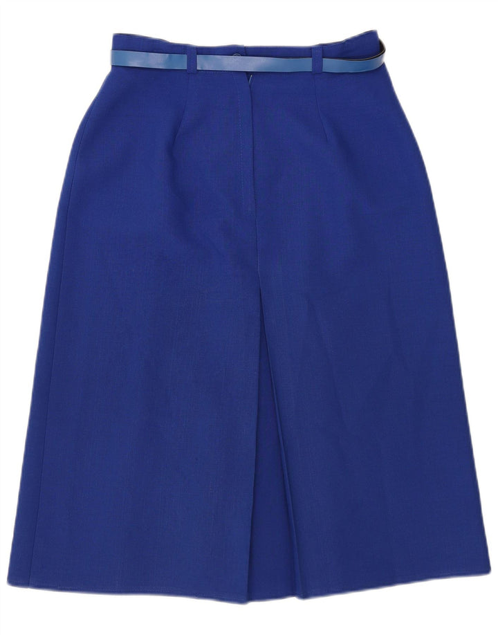 Vintage Womens Pleated Skirt UK 14 Medium W28 Blue Polyester