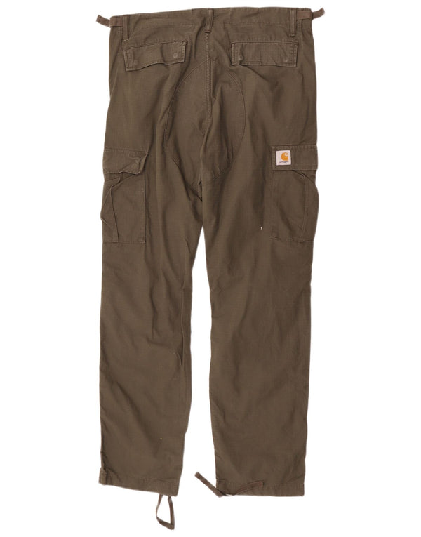 Carhartt Mens Straight Cargo Trousers W32 L32 Khaki Check Cotton