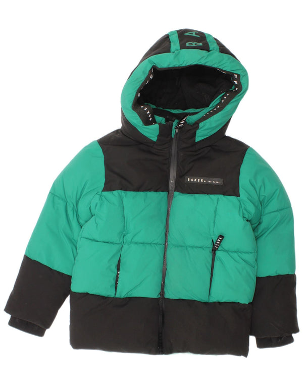 Ted Baker Boys Grafisk hættepolstret jakke 4-5 år Grøn Colourblock