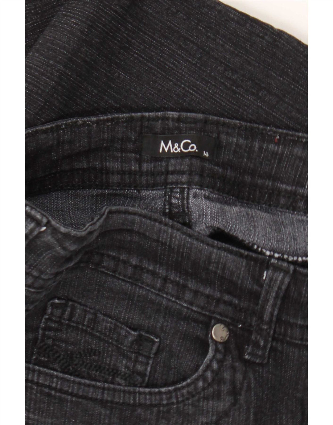 M&Co Womens Straight Jeans UK 14 Large W34 L27 Black