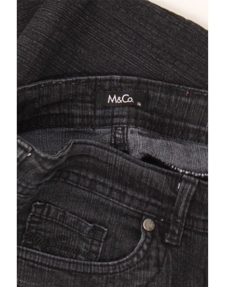 M&Co Womens Straight Jeans UK 14 Large W34 L27 Black