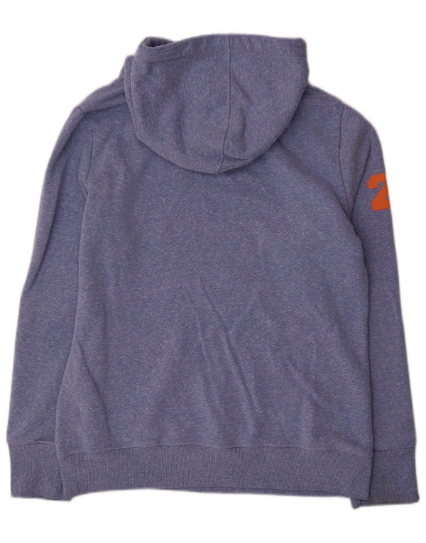 Superdry Womens Graphic Hoodie Jumper UK 16 Large Blue Flecked Cotton