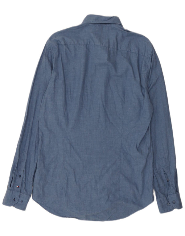 Tommy Hilfiger Mens Slim Fit Shirt Size 40 Medium Blue Cotton