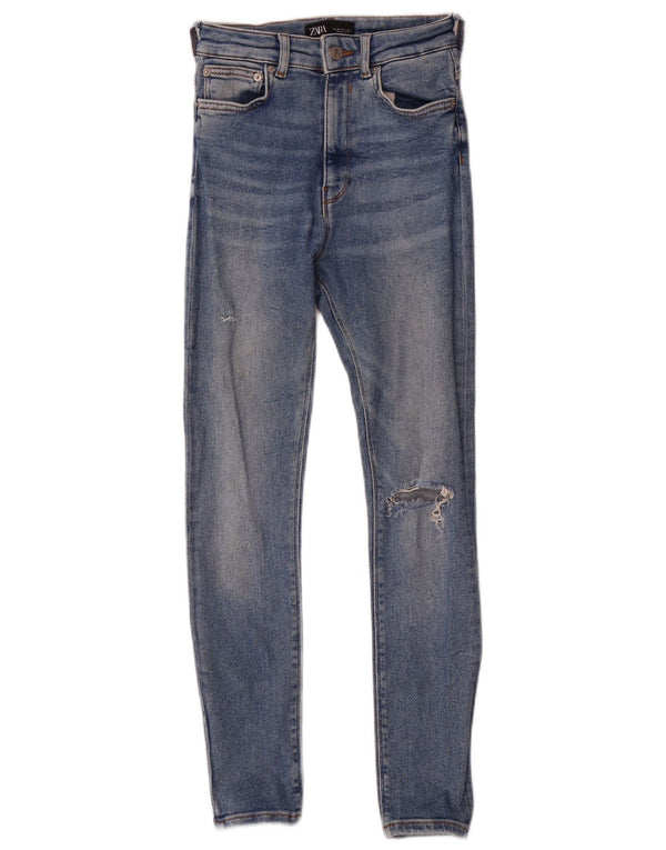Jeans skinny effetto invecchiato da donna Zara EU 36 XS W26 L27 cotone blu