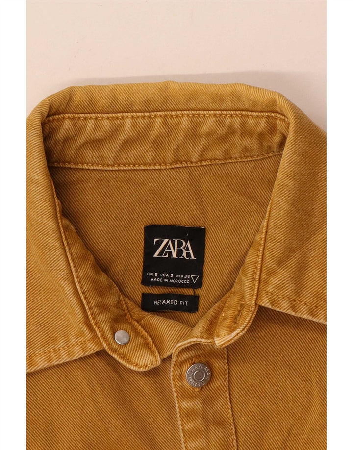 Zara Mens Relaxed Fit Denim Shirt Small Yellow