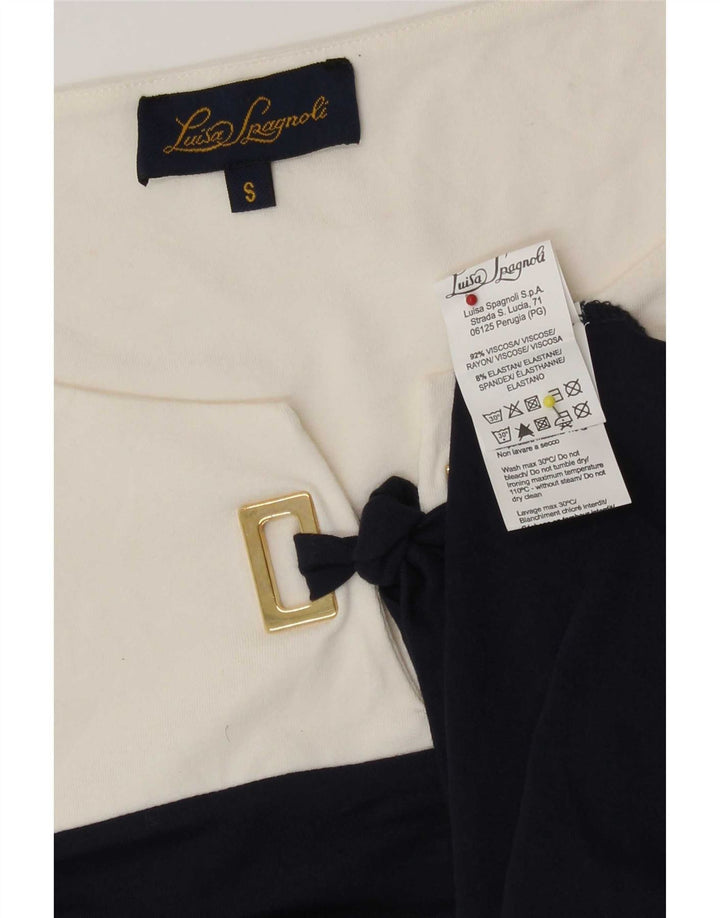Luisa Spagnoli Womens Blouse Top UK 10 Small White Colourblock Viscose
