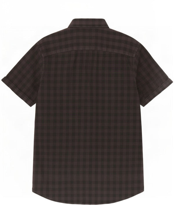 Jack & Jones Mens Short Sleeve Shirt Large Grey Gingham Cotton