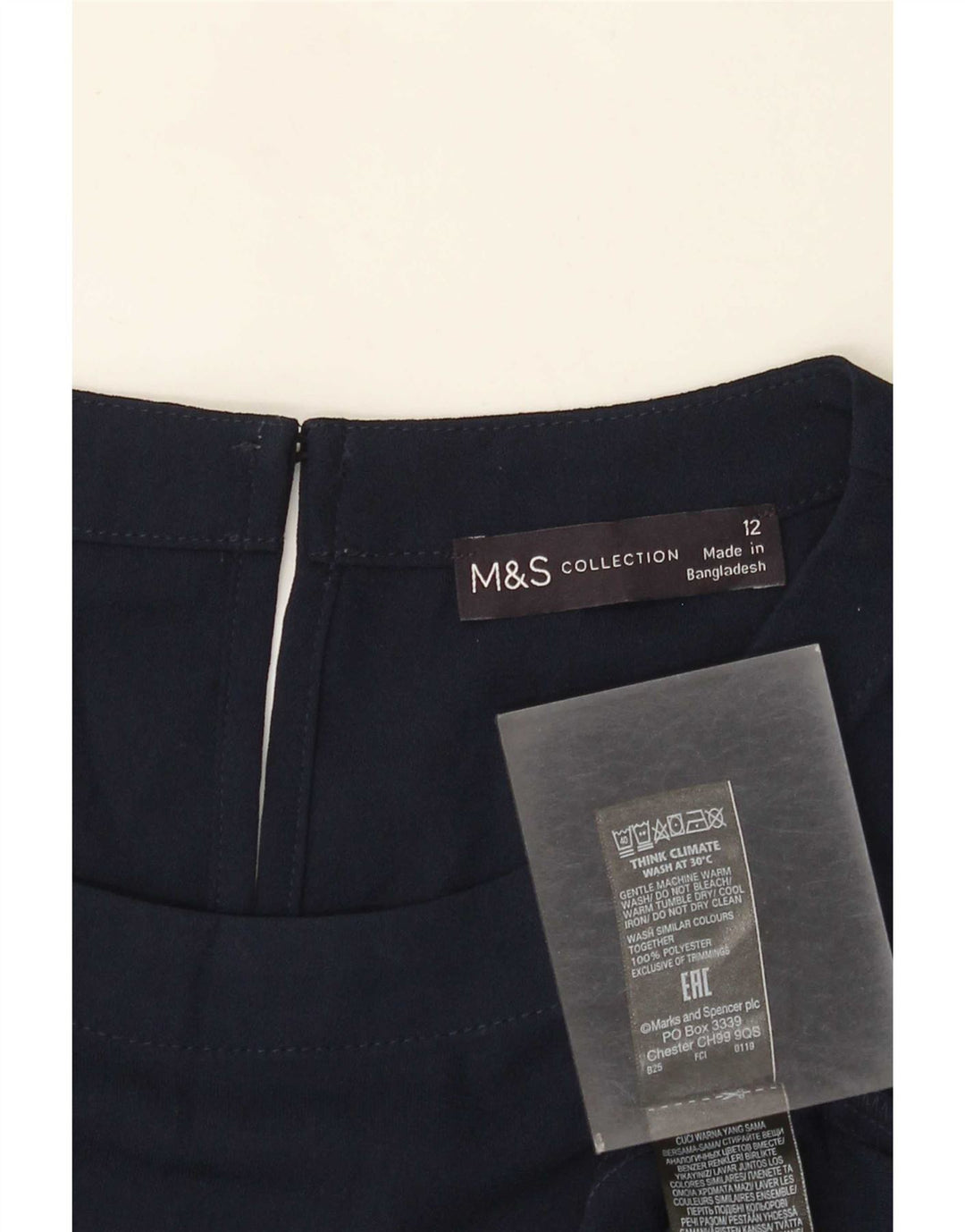 Marks & Spencer Womens Regular Shift Dress UK 12 Medium Navy Blue Polyester