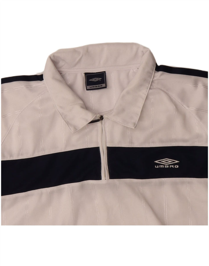 UMBRO Herren-Poloshirt XL, weißes Colourblock-Polyester