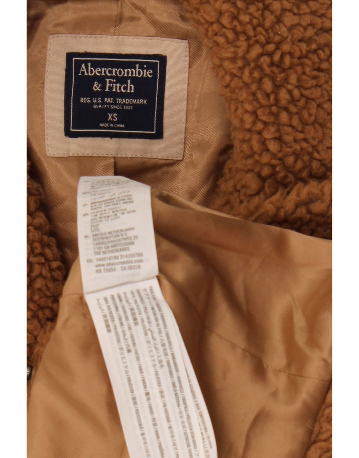 Abercrombie & Fitch Womens Teddy Oversized Overcoat UK 6 XS Brown Polyester