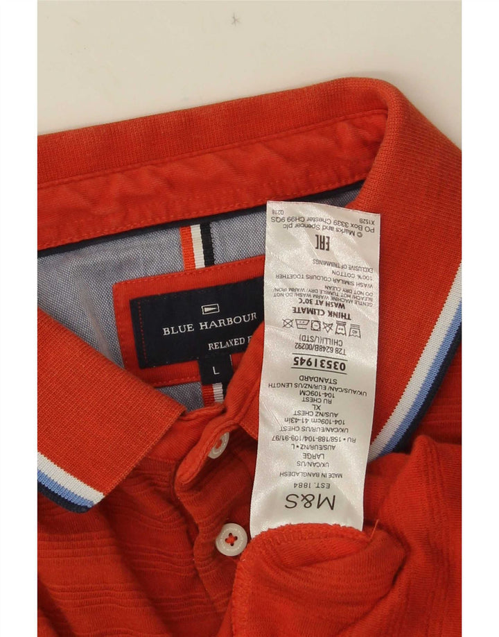 Marks & Spencer Mens Blue Harbour Relaxed Fit Polo Shirt Large Orange