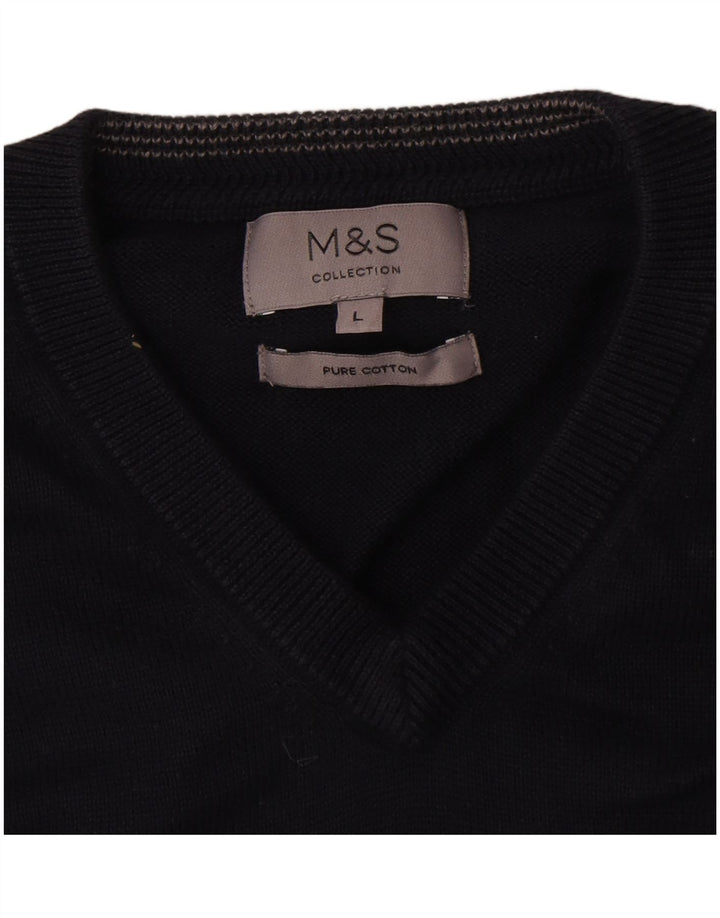 Marks & Spencer Mens Vest Tank Top Large Navy Blue Cotton