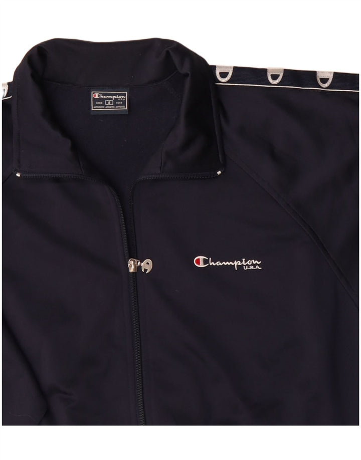 Champion Mens Graphic Oversized Tracksuit Top Jacket Small Navy Blue