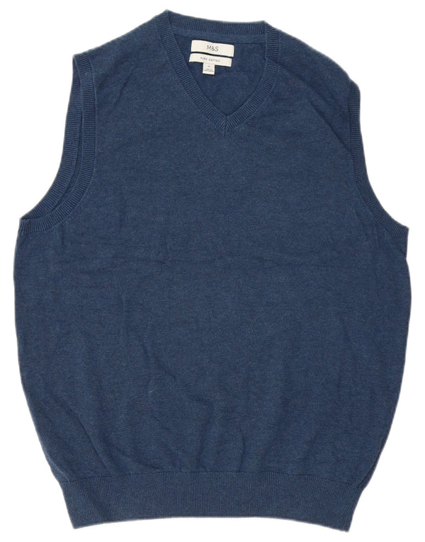 Canotta da uomo Marks & Spencer in cotone blu medio