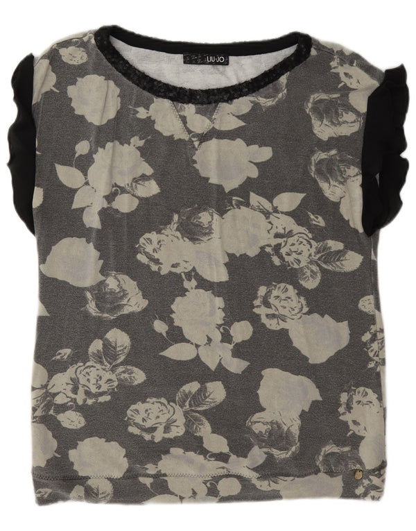Liu Jo Damebluse Top IT 44 Medium Grey Floral Viscose