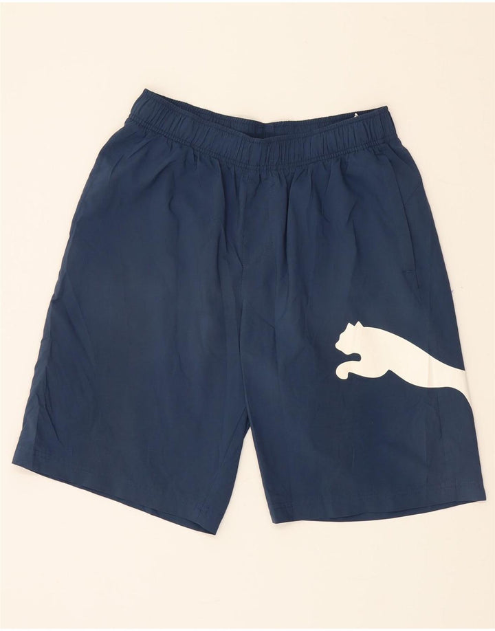 PUMA Mens Graphic Sport Shorts Medium Navy Blue Polyester Vintage Puma and Second-Hand Puma from Messina Hembry 