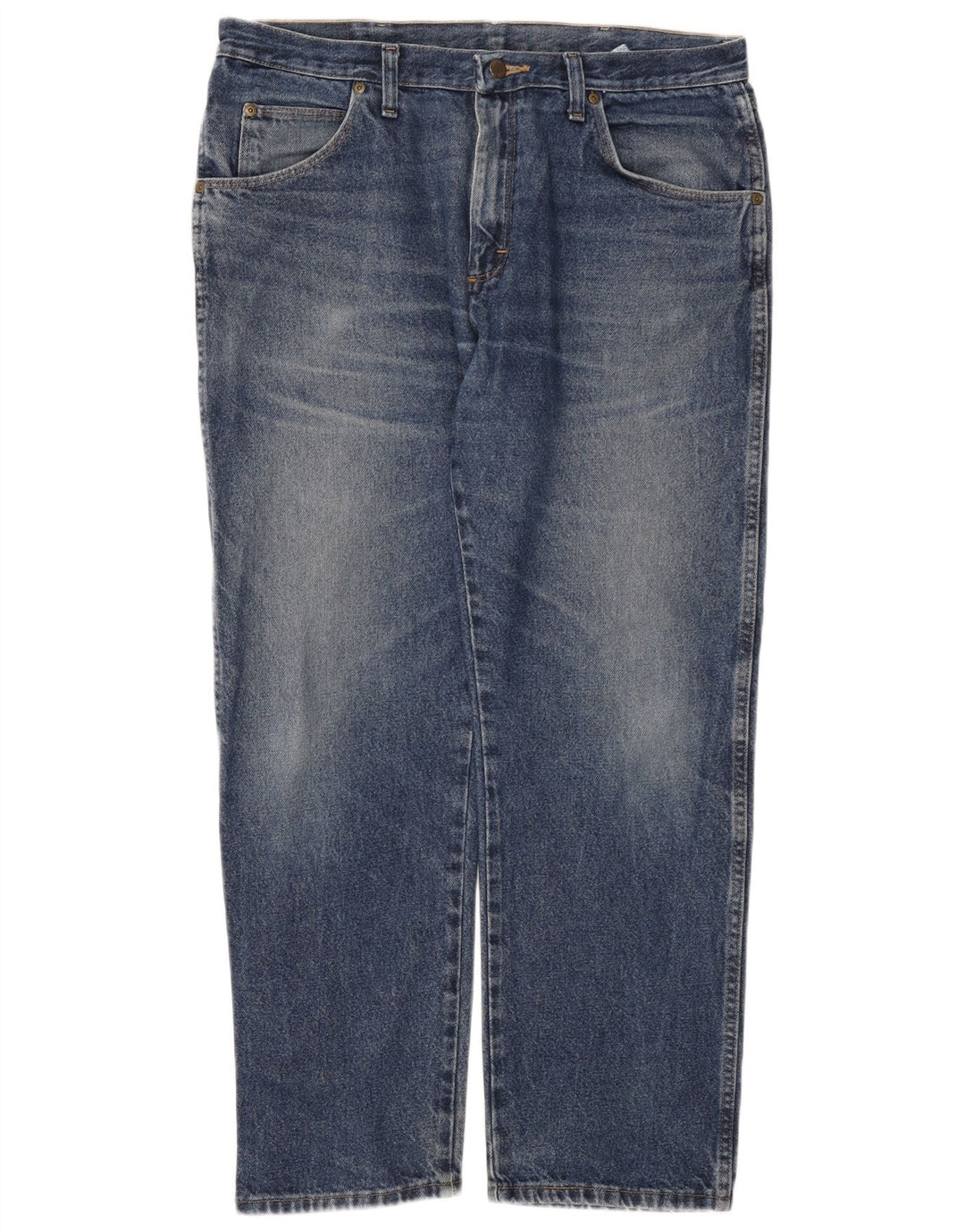 Wrangler Mens Regular Fit Straight Jeans W36 L29 Blue Cotton