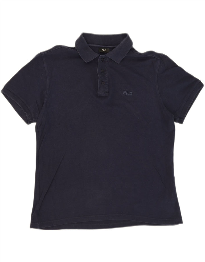 FILA Mens Polo Shirt Medium Navy Blue Cotton Vintage Fila and Second-Hand Fila from Messina Hembry 