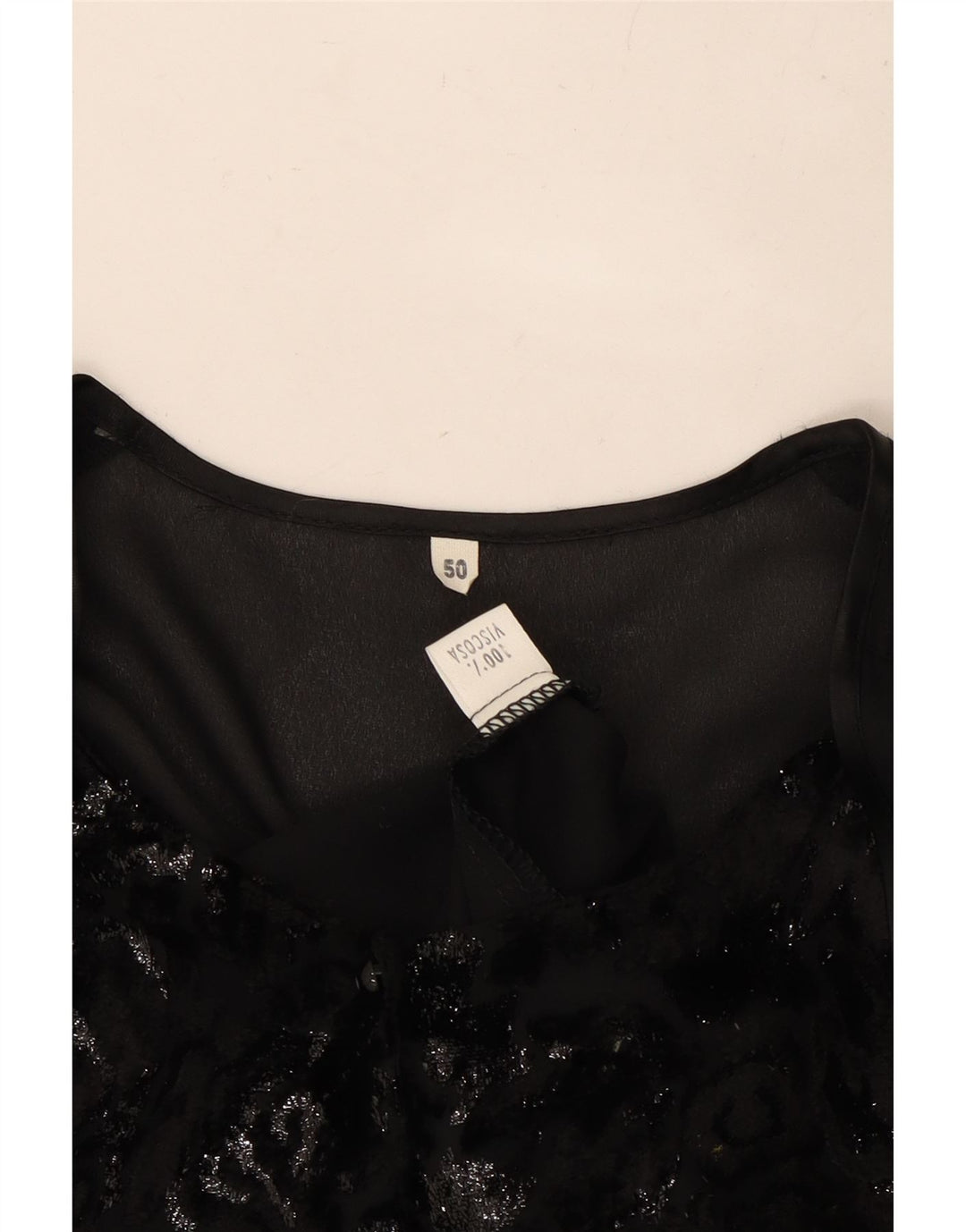 VINTAGE Womens Shirt Blouse IT 50 XL Black Viscose