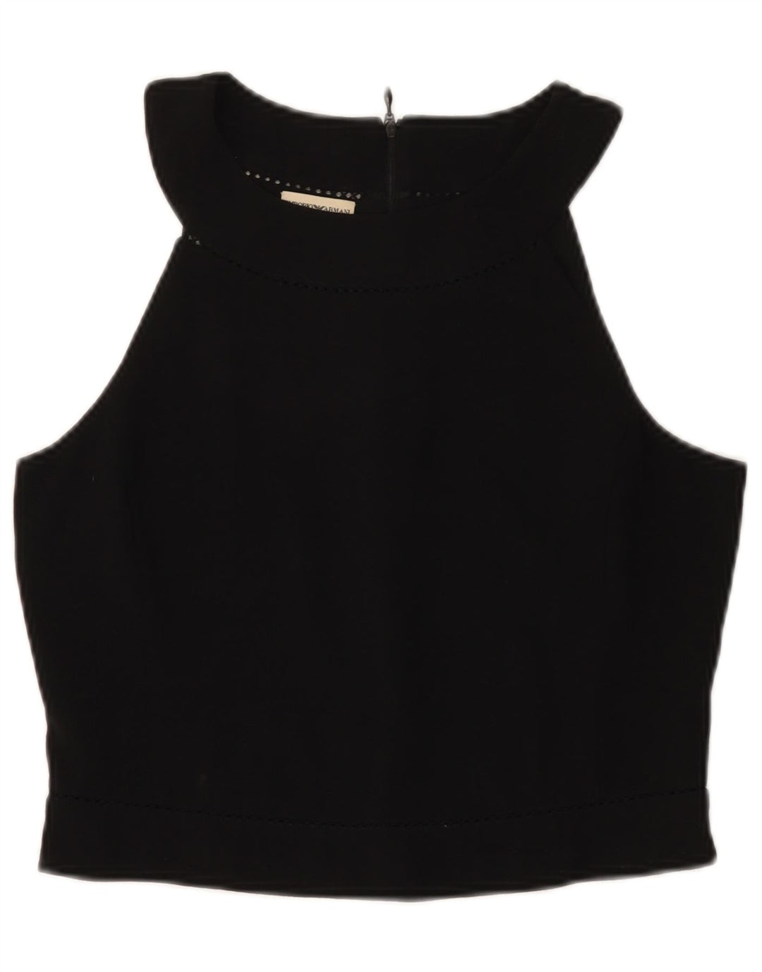 Emporio Armani Womens Crop Halter Top IT 46 Large Black Wool