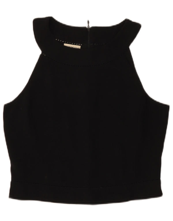 Emporio Armani Womens Crop Halter Top IT 46 Large Black Wool