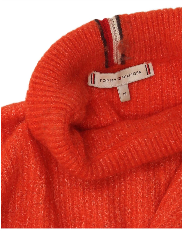 Tommy Hilfiger Womens Roll Neck Jumper Sweater UK 14 Medium Orange