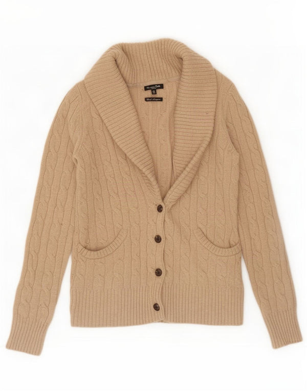 Massimo Dutti Damen Strickjacke UK 12 Mittelbraune Wolle