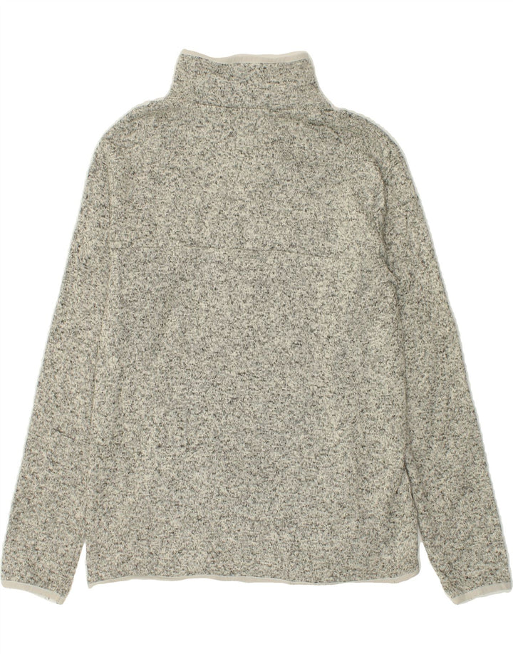 EDDIE BAUER Womens Zip Fleece Jumper UK 14 Medium Grey Flecked Polyester Vintage Eddie Bauer and Second-Hand Eddie Bauer from Messina Hembry 