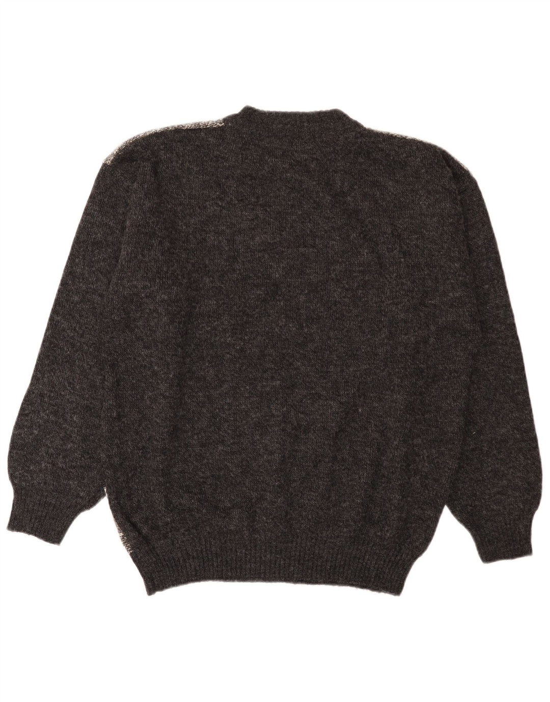 Vintage Mens Crew Neck Jumper Sweater IT 52 Large Grey Colourblock Wool