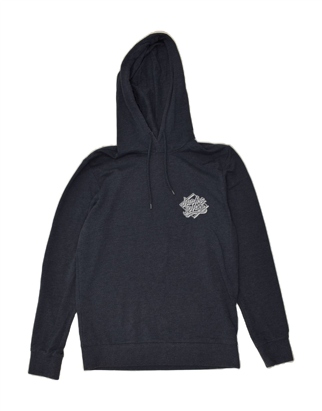 JACK & JONES Mens Graphic Hoodie Jumper Medium Navy Blue Cotton | Vintage Jack & Jones | Thrift | Second-Hand Jack & Jones | Used Clothing | Messina Hembry 