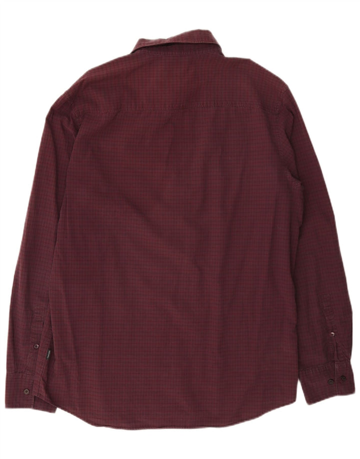 Camicia da uomo Calvin Klein in cotone a quadretti bordeaux medio