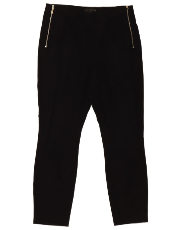 Calça feminina casual justa Ted Baker tamanho 2 pequena W28 L25 algodão preto