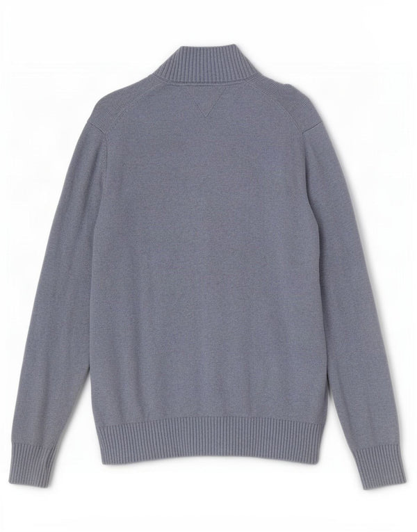 Tommy Hilfiger Mens Cardigan Sweater Medium Blue Colourblock Cotton