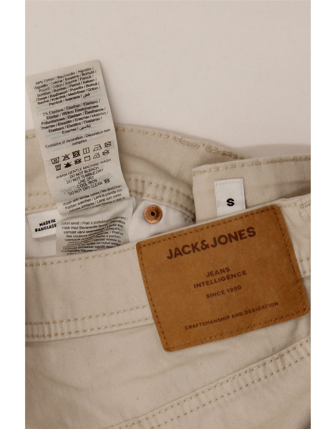 Jack & Jones Mens Regular Casual Shorts Small W29 Beige Cotton