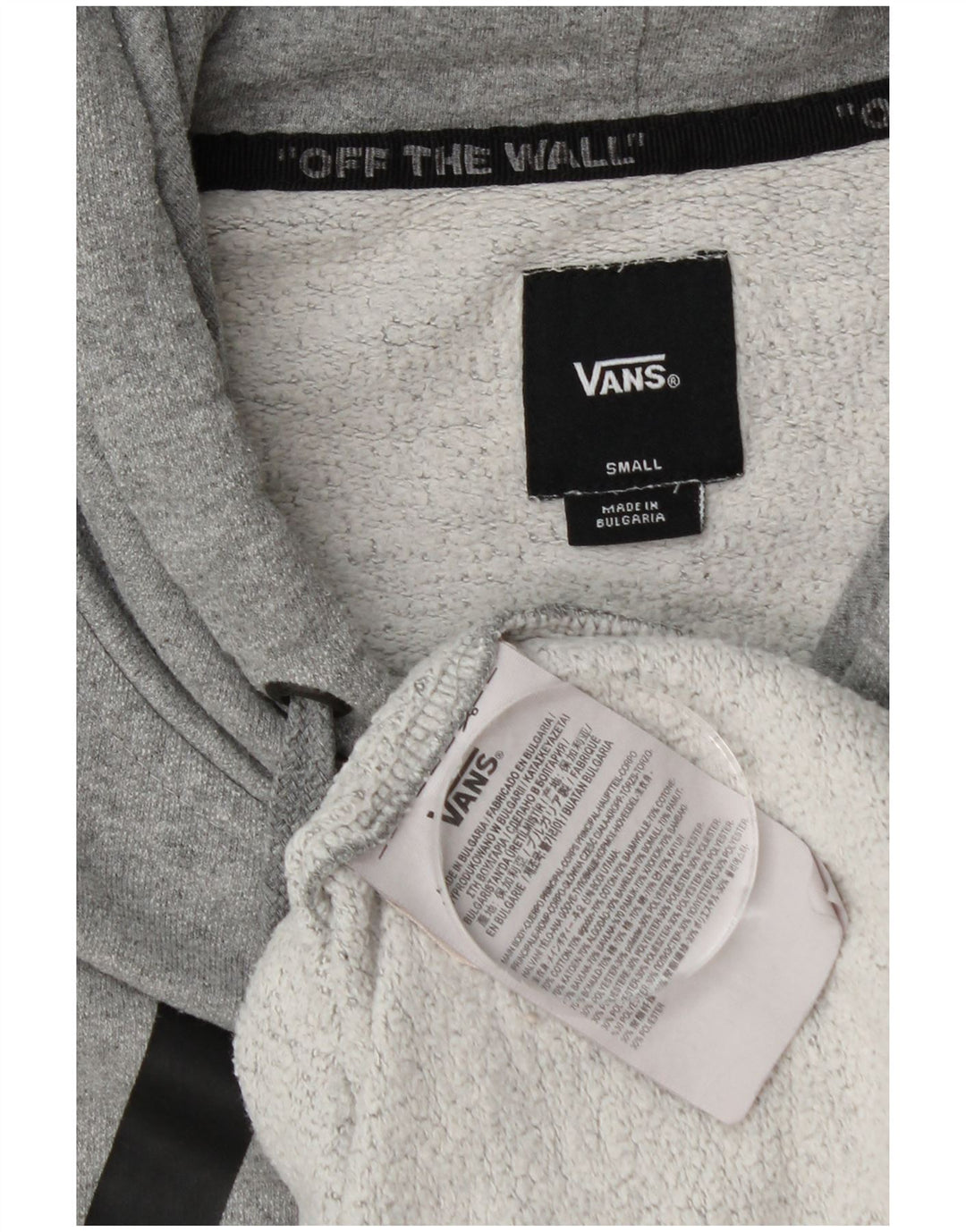 Vans Mens Graphic Hoodie Jumper Small Grey Flecked Cotton