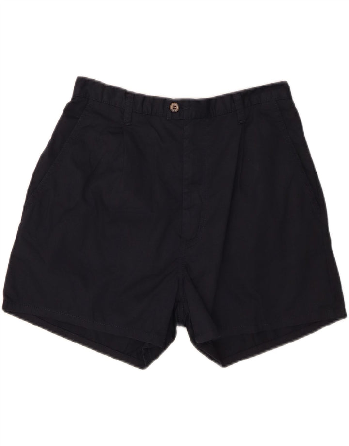 CROWN Mens Chino Shorts W32 Medium Navy Blue Cotton