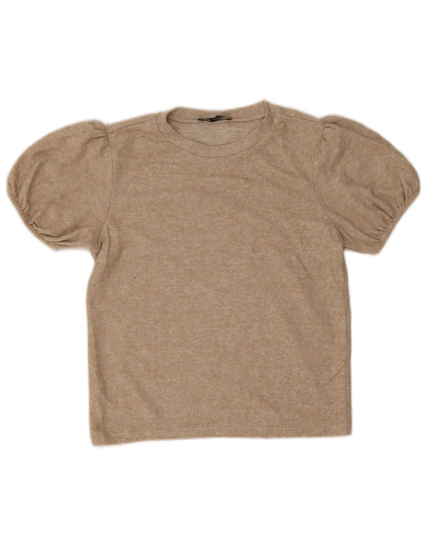 Zara Womens Blouse Top UK 12 Medium Beige