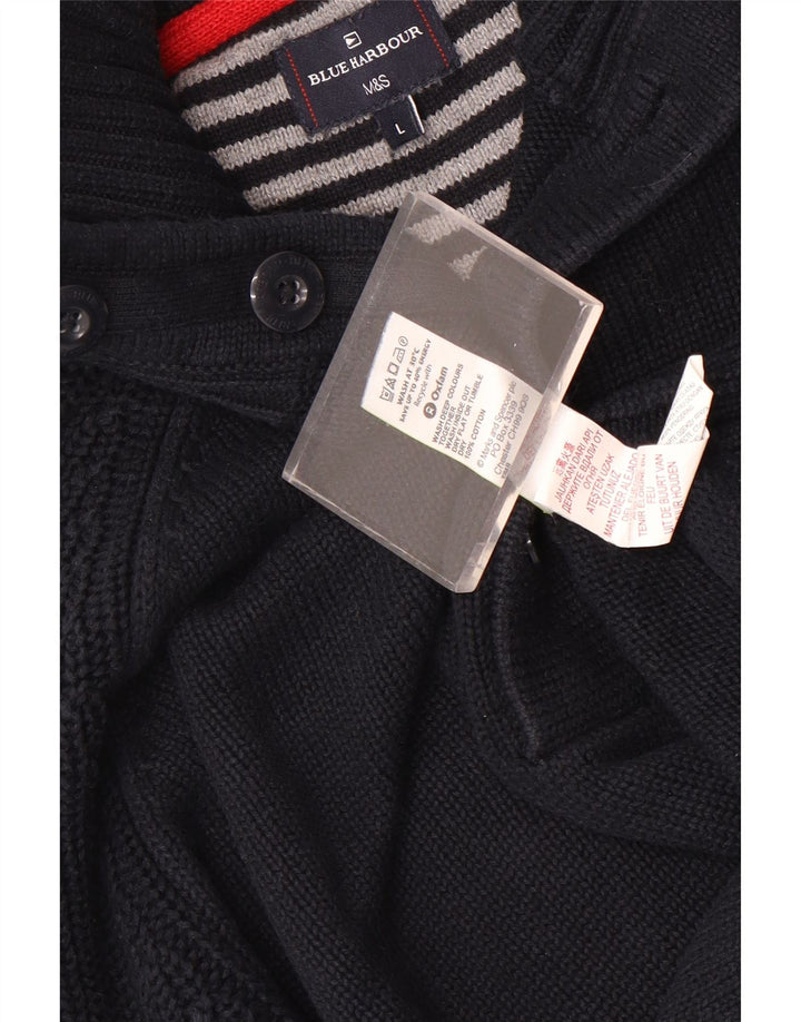 Marks & Spencer Herre Button Neck Jumper Sweater Large Navy Blue