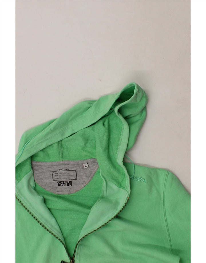 DIADORA Womens Zip Hoodie Sweater UK 18 XL Green Cotton Vintage Diadora and Second-Hand Diadora from Messina Hembry 