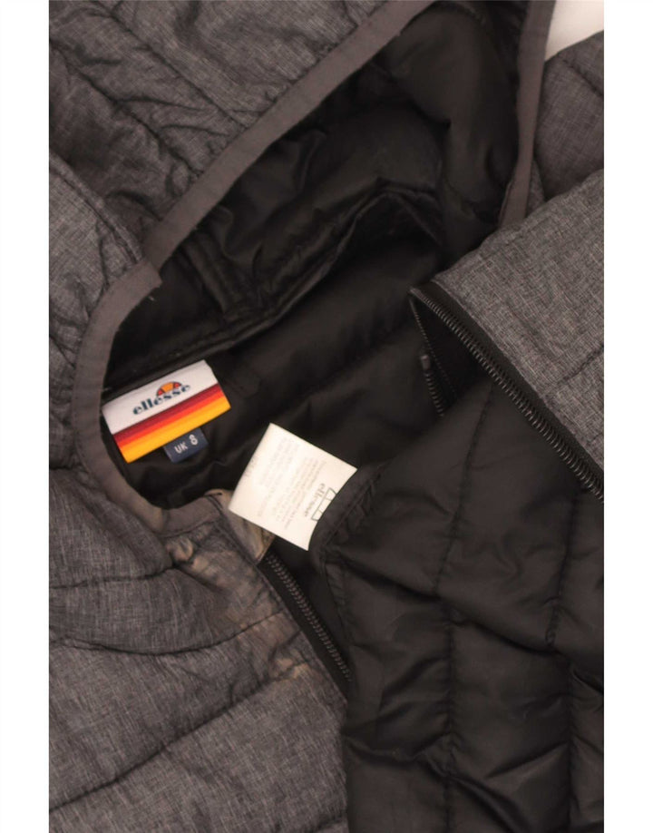 Ellesse Womens Hooded Wattierte Jacke UK 8 Small Grau Polyester