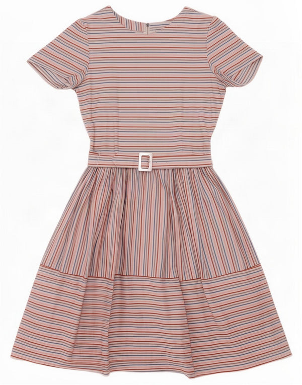 Rochie de epocă pentru femei cu mâneci scurte A-Line UK 10 Mic, multicolore, dungi