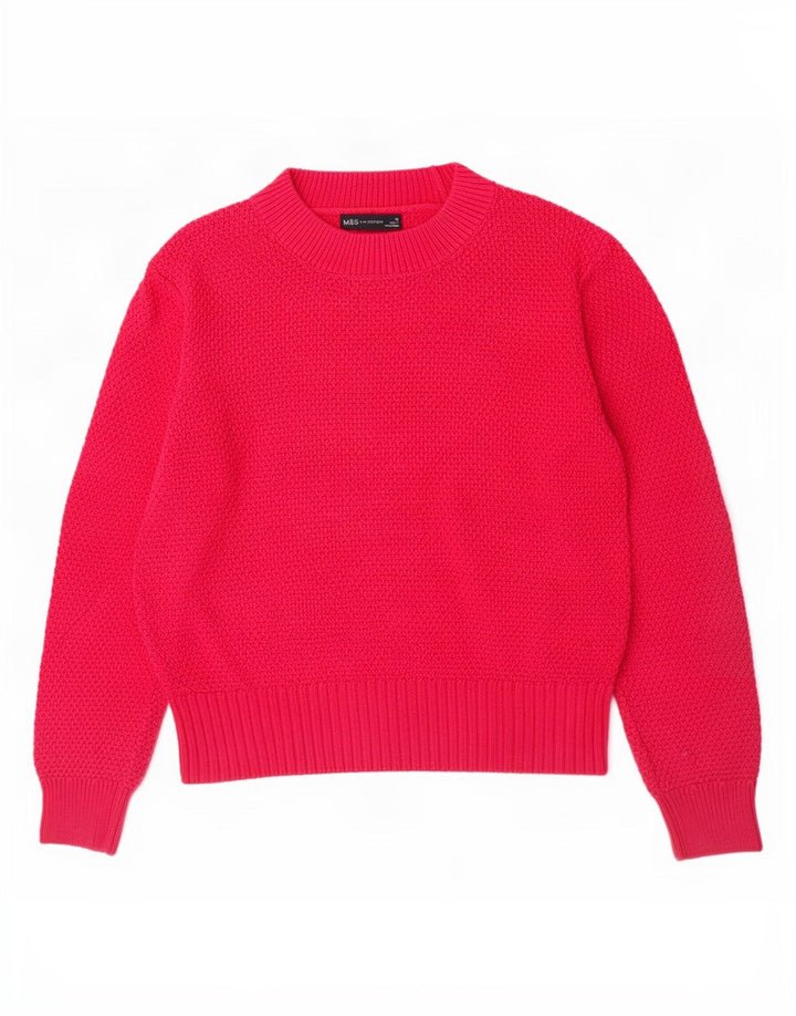 Marks & Spencer Womens Turtle Neck Jumper Sweater UK 12 Medium Pink Cotton