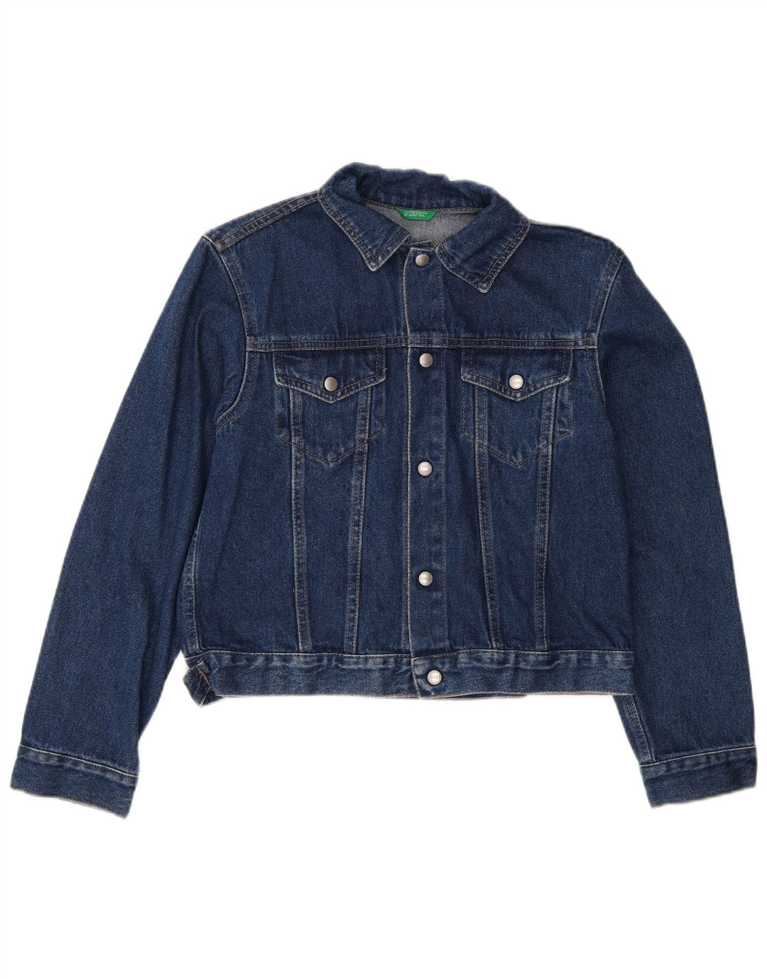 Giubbotto Jeans Benetton Bambino 9-10 Anni Large Blu Cotone