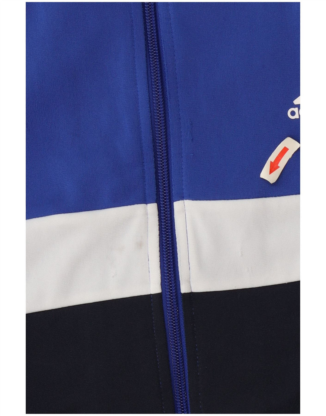 Adidas Boys Tracksuit Top Jacket 13-14 Years Blue Colourblock Polyester